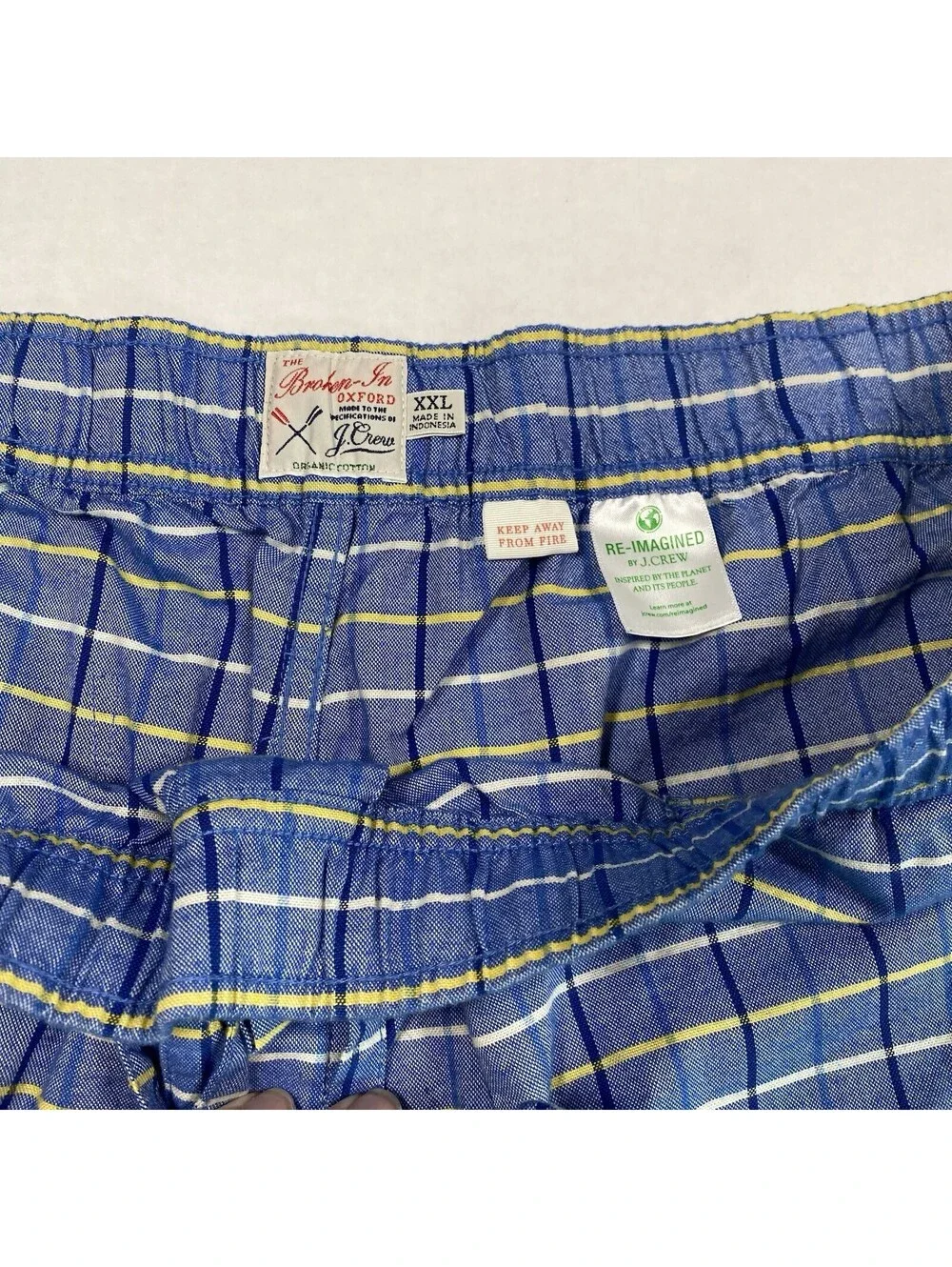 J. Crew Broken In Oxford Men’s Blue Plaid Shorts Size XXL 100 Cotton Casual